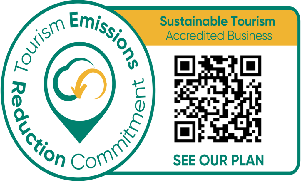 Tourism Emissions Reduction Commitment - Sustainable Tourism Accredited Business. See Our Plan